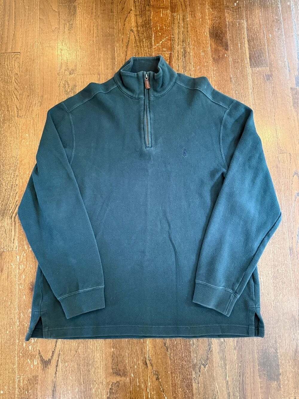 Vintage Polo by Ralph Lauren Men's XL Dark Turquoise Quarter Zip Rugby Style